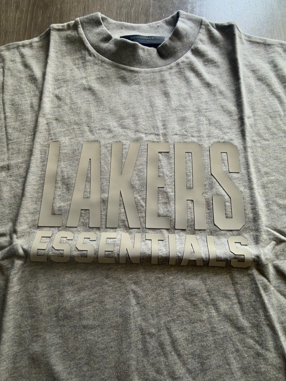 Essentials Grey Lakers Raised Graphic Tee